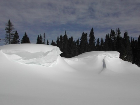 Bancs de neige sculptés par le vent