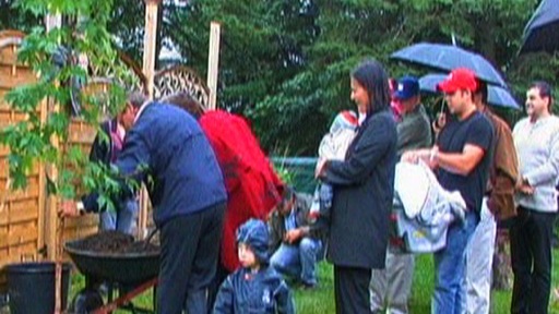 Birth ceremony in a wooded area of Wendake, near the city of Quebec