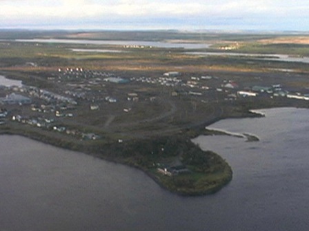 Aerial view of the community of Matimekush