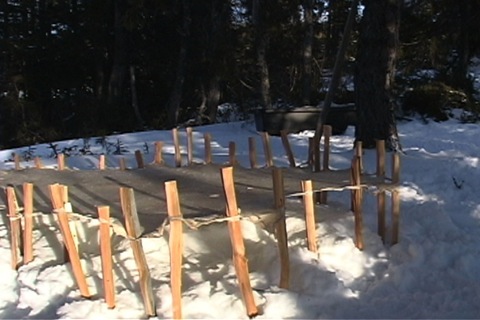 stake to keep the hide stretched and off the ground