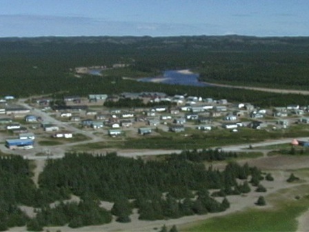 Aerial view of the community of Ekuanitshit